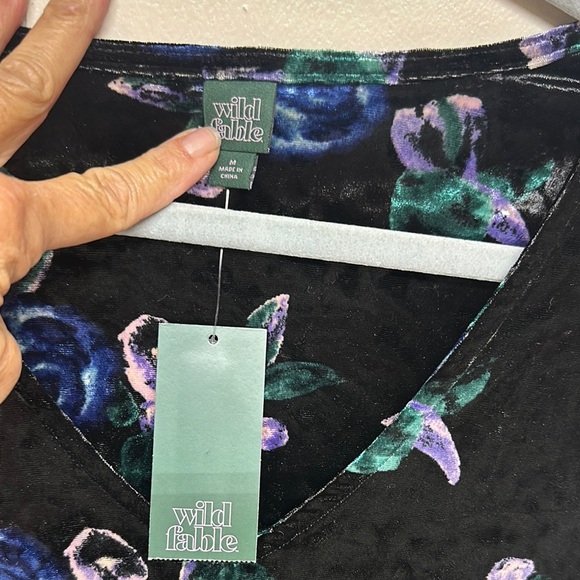 Wild Fable Black and Blue Floral Mini Dress great with pair leggings - Picture 2 of 9